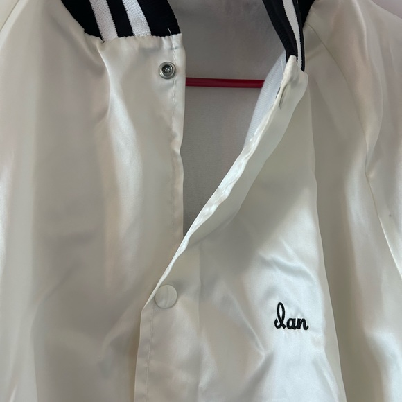 VINTAGE SATIN VARSITY JACKET • Ivory/off White ( not white) • XL - Picture 4 of 9